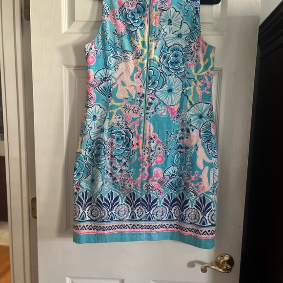 Lily Pulitzer Floral Sleeveless Dress - turquoise & pink sheath dress. - Picture 6 of 7
